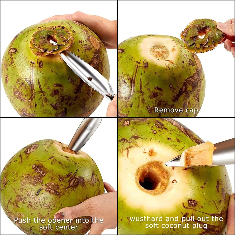2 PCS Coconut Opener Tool Set Coconut Meat Remover Stainless