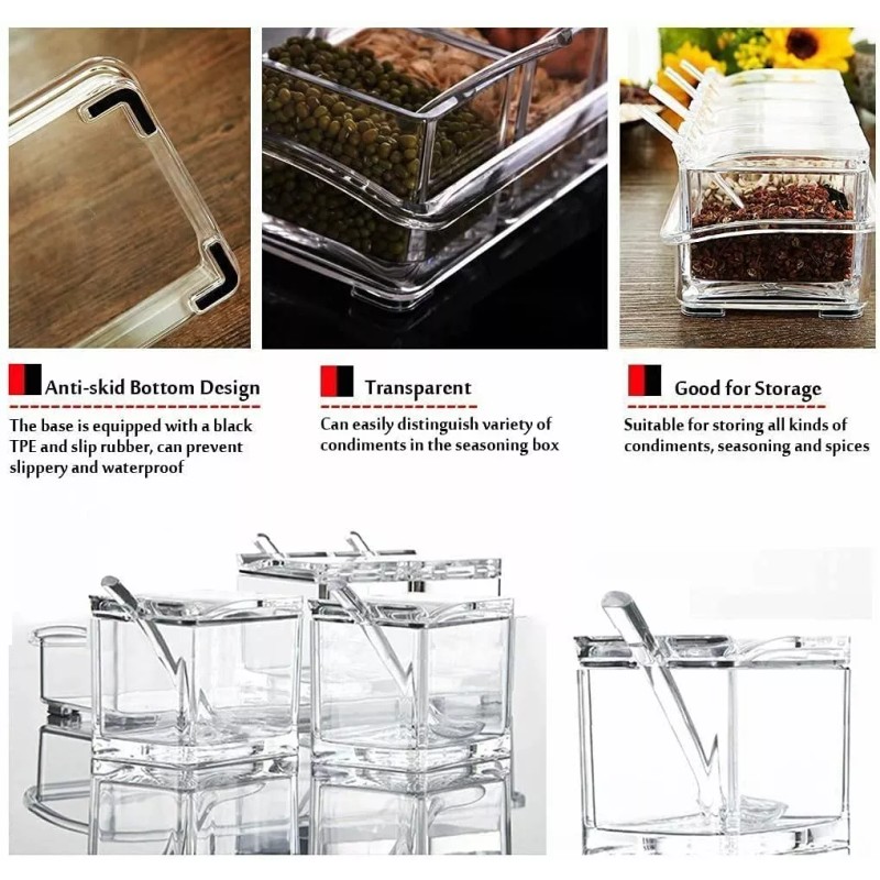 SANBREVE 4 Piezas Especieros Salsera Organizador Azucarero Cocina
