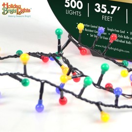 Holiday Bright Lights 500L Indoor/Outdoor Gumball Rice Light Reel - Green Cord/Multi Opaque