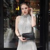 befen Black Genuine Leather Wristlet Clutch RFID Blocking Bag Cell