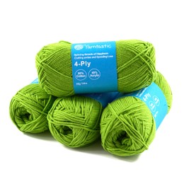 Yarntastic 50g x 4 Balls in a Pack, 4 Ply Yarn, 60% Cotton 40% Acrylic Blended, 43 Colour Choices; for Knitting, Crochet, Amigurumi, Turfing; for Baby Blanket, Clothing and Others (Green 48)