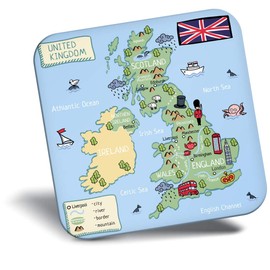 Destination Vinyl ltd Fridge Magnet - Cute UK Map Britain United Kingdom 24352