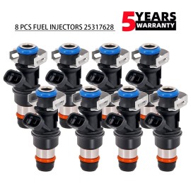 CHUSYYRAY 8 PCS Upgrade Fuel Injectors For 99-07 Chevy Silverado 4.8L/5.3L/6.0L 25317628 A
