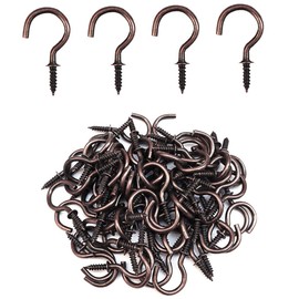 IDEALSV 72 Pcs Bronze Screw Ceiling Hooks 7/8 Inch Cup Hook Screw-in Lights Hook Plant Hanging Hooks