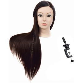26"-28" Inch Hair Styling Training Head Beauty Model Head Beauty Training Head Mannequin Doll Head Synthetic Fiber Hair Clip