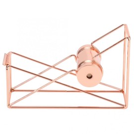 Rose Gold Tape Dispenser with Pen Slots, Stylish Tape Holder for Home and Office, Refillable and Easy to Use