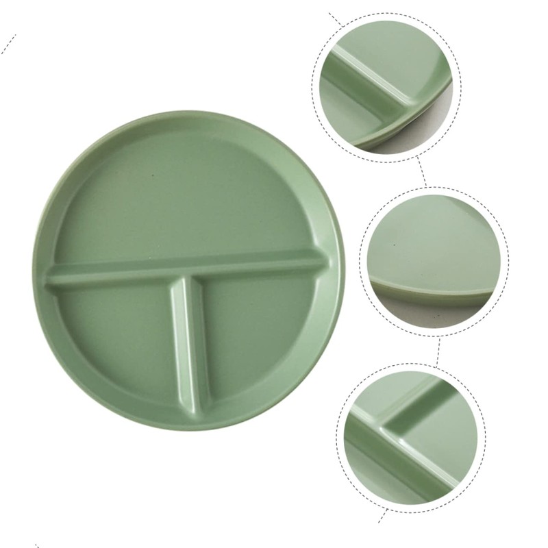 Housoutil Ceramic Divided Plate for Adults Three-Compartment Portion Control Dish