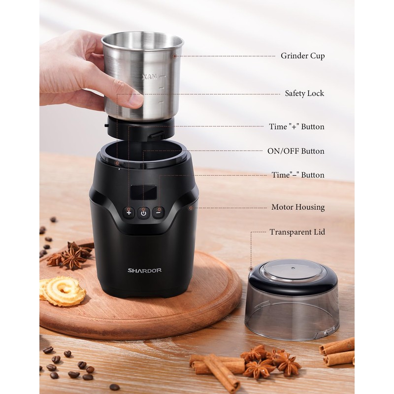 SHARDOR Adjustable Coffee Grinder Electric, Super Silent Electric Coffee Bean