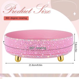 Honeydak Pink Bling Perfume Makeup Organizer Bling Mother's Day Nurses Day Gifts for Women Bathroom Organizers and Storage 360 Rotating Makeup Organizer for Countertop(Pearl)