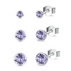 Sterling Silver Stud Earrings for Women Men Girls, 3 Pairs