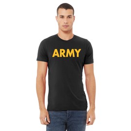 Army Men's T-Shirt | Military Training PT Exercise Workout Gear Veterans Service Family Support Motivation, XL, Black