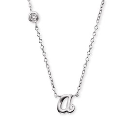 Engelsrufer Necklace made of sterling silver with letter A pendant, set with a zirconia stone, adjustable in two lengths, length: 44 cm, Sterling Silver, Cubic Zirconia