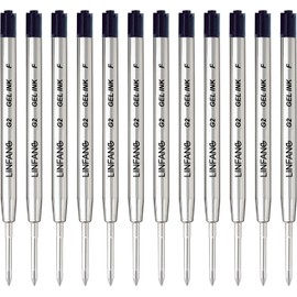 Black Gel Ink Pen Refills Ballpoint Black, 12 Pack Gel Pens Refills Fine Point 0.5mm Tip Smooth Writing Pen Refill (12 Black)