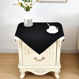 Nacuci Small Square Tablecloth 24x24 Inch Washable Polyester Side Table Cloth Solid Black Heavy Duty End Table Cover for Dining Home Party