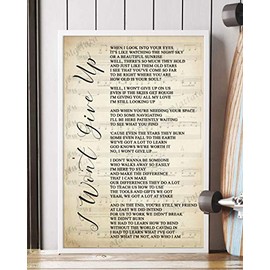 Mattata Decor Gift - I Won't Give Up Song Lyrics Sheet Music Portrait Poster Print (12" x 18")