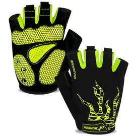 MOREOK Cycling Gloves Bike Gloves for Men/Women-[5MM Gel Pad] Biking Gloves Half Finger Bicycle Gloves Exercise Workout Gloves for Cycling/Weight Lifting/Gym/Motorcycle/Rowing-050-GREEN-L