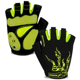 MOREOK Cycling Gloves Bike Gloves for Men/Women-[5MM Gel Pad] Biking Gloves Half Finger Bicycle Gloves Exercise Workout Gloves for Cycling/Weight Lifting/Gym/Motorcycle/Rowing-050-GREEN-L