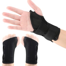 Wrist Brace Relief Wrist Joint Sports Sprain Carpal Tunnel Protector Night Day Wrist Splint Compression Hand Support Wrist for Men and Women (Right+Left)