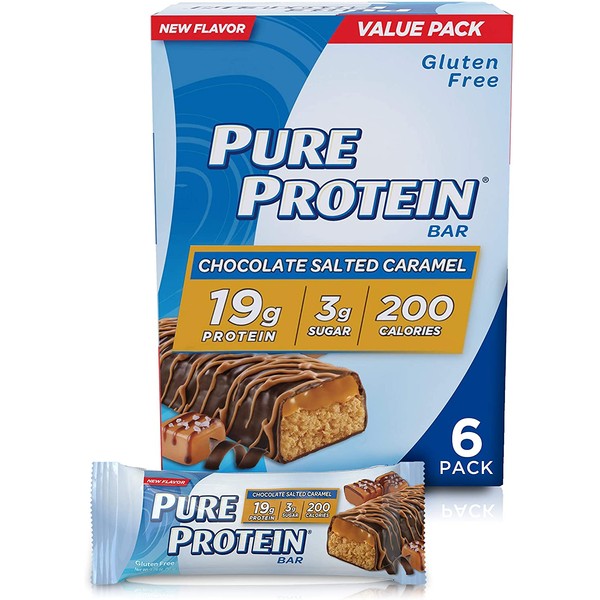 Pure Protein Bars, High Protein, Nutritious Snacks to Support Energy, Low Sugar, Gluten Free, Chocolate Salted Caramel, 1.76oz, 6 Pack