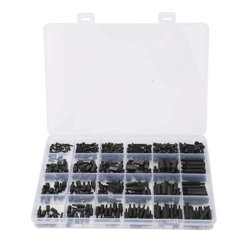 Liukouu 360Pcs M2/M2.5/M3 Black Nylon Male-Female Hex Standoff Spacer Screw