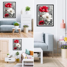 MXJSUA Flower Diamond Painting Kits for Adults, 5D Diamond Art Kits for Beginners, DIY Full Drill Picture with Diamond for Home Wall Decor 30 x 40 cm