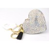 Heart Rhinestone Keychain with Black Tassel Hooks to Handbag Llavero