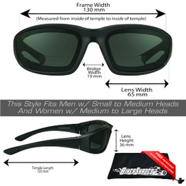 Bikershades Motorcycle Bifocal Sunglasses Reader +1.00 Foam Padded Wind Proof ANSI Z87 for Smaller to Medium Head Sizes