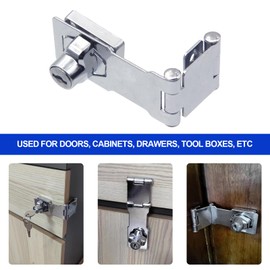 Door Lock Hasp Latchs, Collapsible Solid 304 Stainless Steel File Cabinet Lock Desk Drawer Lock, for 90 Degree and 180 Degree Drawers, Dabinets, Doors, Flip Barn Door (Individual Key)