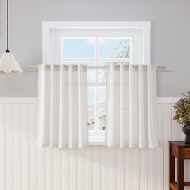 Nanspring - Cortinas de cocina color crema de 36 pulgadas de largo, juego de 2 paneles de mezcla de lino con pestaña trasera para privacidad y filtrado de luz, cortinas de café modernas neutrales