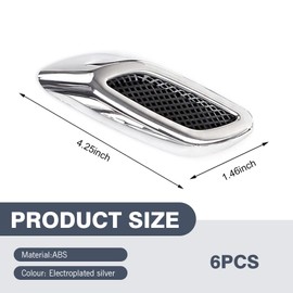 Anyhut 6 PCS Car Side Fender Hood Vents, Louvers Air Intake Decorative Trim Stickers, ABS Simulated Air Hood Vents Side Grille Decals, Universal Automotive Exterior Accessories for Most Car (Silver)