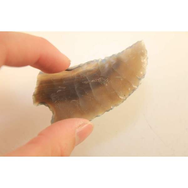 2-1/8" Long Black Brazilian Agate Knapped From Solid Stone Using