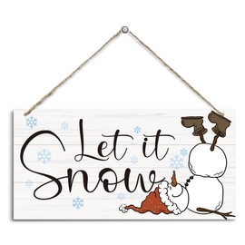 Let it Snow Sign, Christmas Hanging Wood Sign, Winter Decorative Wall Signs, Rustic Winter Wood Door Sign, Farmhouse Outdoor Wood Christmas Decor, Christmas Winter Wall Alt (Z28)