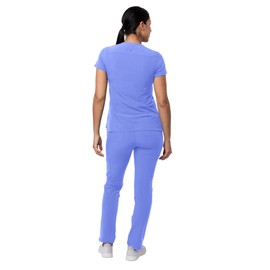 Adar Uniforms Addition Go-Basic Scrub Set For Women - Slim V-Neck Top & Skinny Cargo Pants - A9200 - Ceil Blue - S
