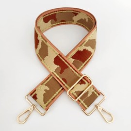 Fashion Bag Strap Colourful Shoulder Strap with Carabiner Gold 80-130 cm 5 cm Camouflage Adjustable Shoulder Strap for Women Men Girls DIY Accessories for Bag Handbags Tote Bags Coffee