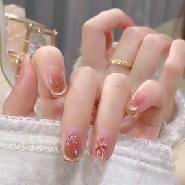 Nail Tips, 24 Pieces, Short False Nails, Popular, Japanese Style, Cute, Simple French Nails, Paste Nail Fashion, Coming of Age Ceremonies, School Entrance Ceremonies, Graduation Ceremonies, Parties,