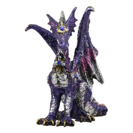 Ebros Small Purple Rain Armored Midnight Dragon Statue 4.5" High Fantasy Prehistoric Dungeons and Dragons Warrior Slayer Dark Knight Collectible Figurine