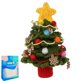 Yeria Christmas Beginners Crochet Kit, Christmas Crochet, Complete Crochet Set, All You Need in with Instructions and Video Tutorials (Christmas, Tree)