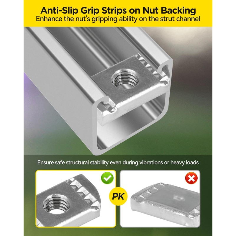 GZBEVITAR Strut Channel Nut and Bolt - 3/8" x 15/16"