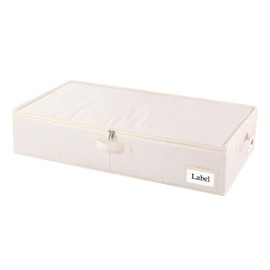 Yawinhe 1 Pack Under Bed Storage Containers with 4Handles,Sturdy Zipper und Label Holders, 60x30x15cm,Foldable Blanket Storage Bags, for Comforter, Blanket, Clothing, Beige SNH002BES-1