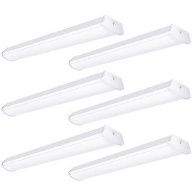 FAITHSAIL Linkable 4FT LED Wraparound Light 40W Flush Mount Garage Shop Lights, 4400lm, 4000K, 4 Foot Linear Wrap Ceiling Lighting Fixture for Workshop Office Kitchen, Fluorescent Replacement, 6 Pack