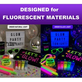 GPRK Rechargeable Black Light, Portable UV Blacklight Flood Light for Glow Parties, Body Paint, Night Fishing, Fluorescent Reactive Decorations, Halloween, Outdoor Events, IP65 Waterproof, 2 Pack