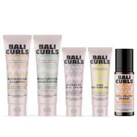 Bali Curls Curl Travel Kit Set of 4 - Travel Sizes for Defined, Healthy Curls - Shampoo, Conditioner, Curl Cream & Defining Gel - Compact Care Set for Travel, Gym & On the Go