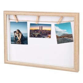XCRPRT DIY Wooden Photo Collage Frame, Wall Picture Frame with Photo Line & Wooden Clips, Landscape Picture Frame, Photo Frame Collage for Home, Kitchen, Office, Decorative Hanging, 21 x 30 cm