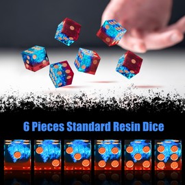 SIQUK Set of 6 Dice 6-Sided Dice 16 mm Game Dice DND for Dungeons and Dragons RPG MTG Table Games, Flame Red & Ice Blue