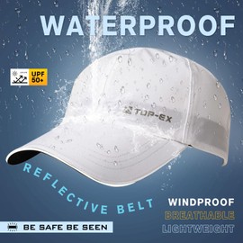 TOP-EX Mens Waterproof Cap UPF 50 Sun UV Sports Baseball Cap for Running Golf Breathable Outdoor Hat White M/L