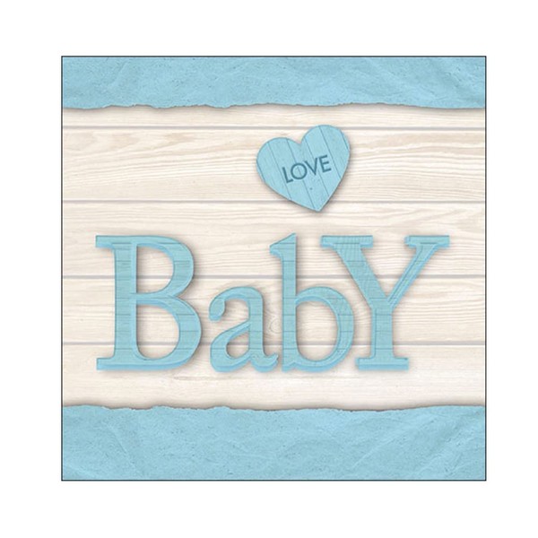 20 Napkins Baby on Wood Blue Birth Baby Shower Christening