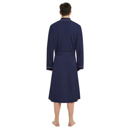 U2SKIIN Mens Cotton Robe Lightweight Knit Bathrobe(Navy Blue, L/XL)
