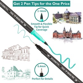 FIXSMITH Markers for Adult Coloring, 24 Colors Makers for Kids, Dual Tip Brush Pens Art Marker Set with Non-toxic Ink, Self-Cleaning Brush Tip, 0.4mm Fine Point Pens for Kid Adult Coloring Drawing