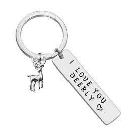 Valentines Present Antlers Deer Lover Gift Couple Keyring Gifts for Boyfriend Girlfriend I Love You Deerly keyring Deer Jewelry Christmas Birthday Graduation Gifts for Women Men