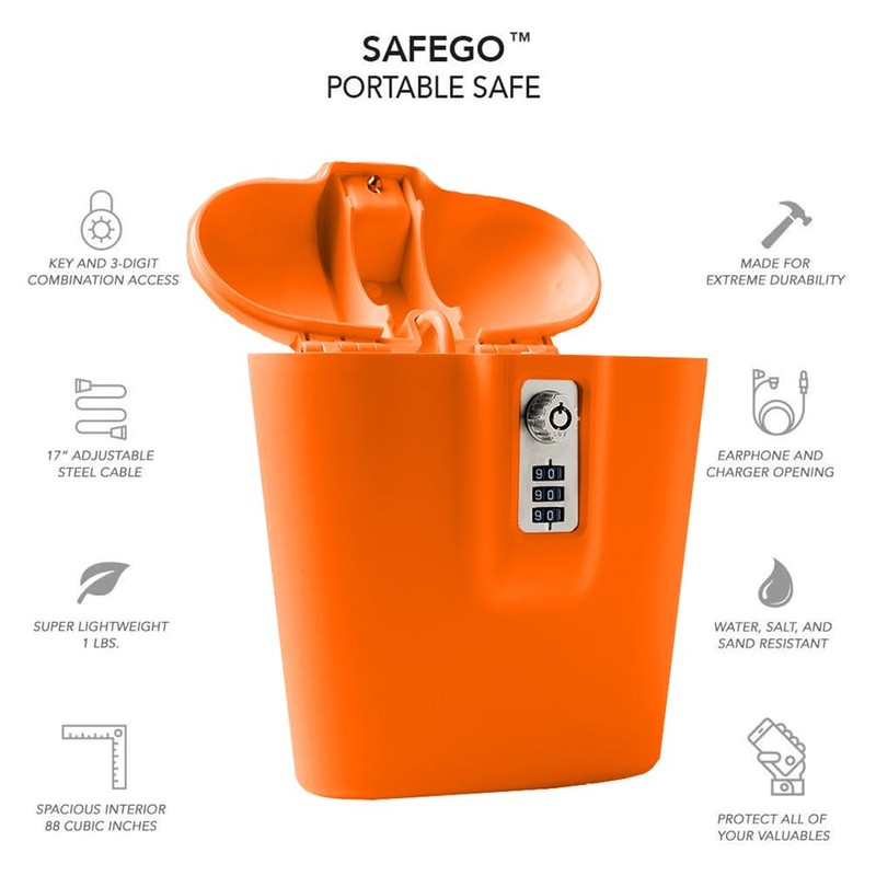 SAFEGO Portable Indoor/Outdoor Lock Box Safe with Key and Combination